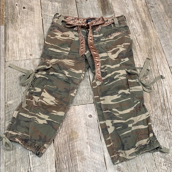Miss Me Pants - Miss me Camo Cargo Capri